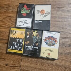 Lot of 5 Rock Pop Cassettes - Neil Young, Chicago, Billy Joel, Everly Brothers